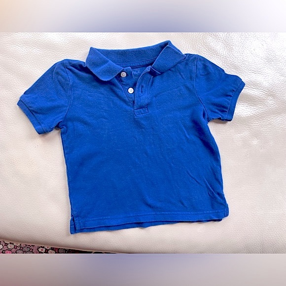 4/$20💥Girls Henley Puff Sleeve Polo Shirt, Ultramarine Blue, Cotton Pique - Picture 3 of 7